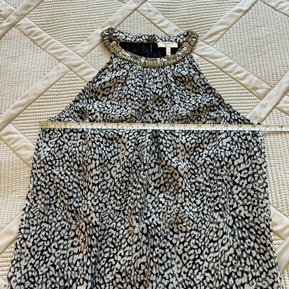 NWOT JOIE Beaded Halter neck Tank Top Sz XS black gray & white patterned chiffon - Picture 2 of 6